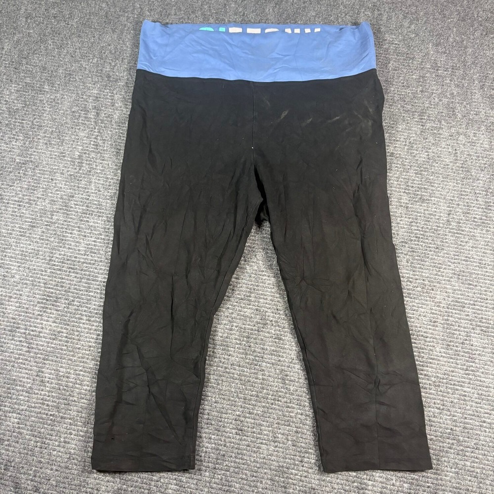 Victoria's Secret Leggings Womens XL Black Blue Excellent Yoga Capri Foldover